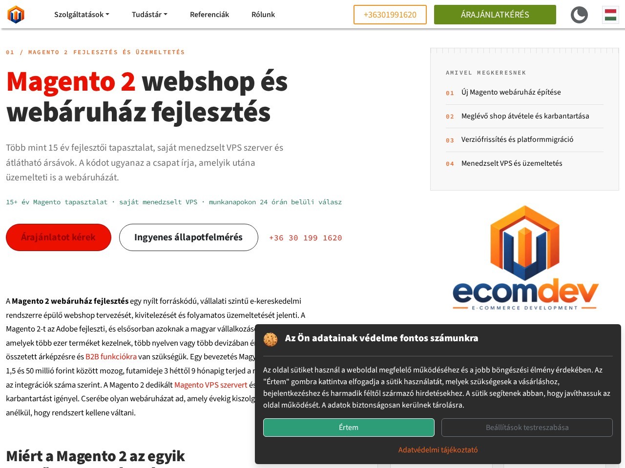 The magento2.hu homepage