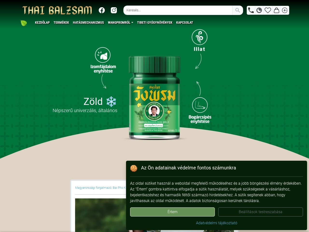 wangpromherb.hu online shop landing screen